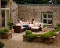 Rattan Direct Florida Chocolate & Cream 6 Piece Garden Corner Sofa Set RRP &pound;1149