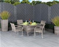 Rattan Direct Roma 4 Stackable Chairs and Square Dining Table in Grey RRP &pound;649