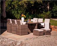 Rattan Direct Barcelona 6 Seat Set + Footstools in Brown and Cream RRP &pound;1889