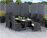 Rattan Direct Cambridge 6 Recliner Chairs with Table Black and Vanilla RRP &pound;1229