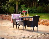 Rattan Direct Cambridge Black & Vanilla Garden Chairs & Round Table Set RRP &pound;389