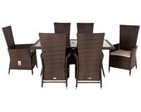 Rattan Direct Cambridge Chocolate & Cream Reclining Dining Table Set RRP &pound;1119