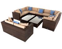 Rattan Direct Geneva Chocolate & Cream 12 Piece Garden Corner Sofa Set RRP &pound;1919