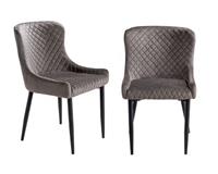Rattan Direct Denver Grey Velvet Set of 2 Quilted Dining Chairs RRP &pound;352
