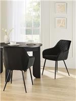 Rattan Direct Hampton Black Velvet Set of 2 Quilted Dining Chairs RRP &pound;295