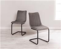 Rattan Direct Bailey Grey Velvet Set of 2 Dining Chairs RRP &pound;253