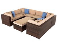 Rattan Direct Geneva Chocolate & Cream U-Shape Garden Corner Sofa Set RRP &pound;1749
