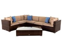 Rattan Direct Geneva Chocolate & Cream 7 Piece Garden Corner Sofa Set RRP &pound;1399