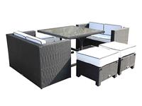 Rattan Direct Barcelona Black & Vanilla Garden Sofa Cube Dining Set RRP &pound;1229