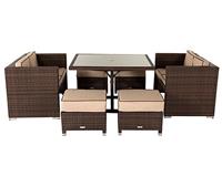 Rattan Direct Barcelona Chocolate & Cream Garden Sofa Cube Dining Set RRP &pound;999