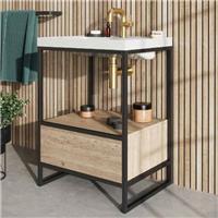 Scudo Boho 800mm Basin with Oak Drawer & Floorstanding Black Frame RRP &pound;925