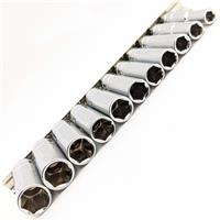 Long Reach DEEP SOCKET set 3/8 Dr 6 Point Metric Deep Hex Sockets on rail 8-19mm