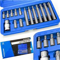 TORX Set 15pc male Star Torx T Socket bit set 1/2 drive Long & Short TORX Bits