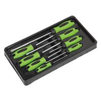 SMB * Sealey Premier 8 Pce Hi-Vis Green Screwdriver Set Flat Pozi Phillips