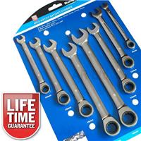 BlueSpot Ratchet Spanner Set 8 Metric Combination Spanners 8-19mm Life Guarantee
