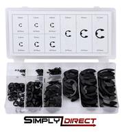 Toolzone 300pc E Clips Circlips Snap E-Clip 1.6mm to 22.2mm Assorted + Case