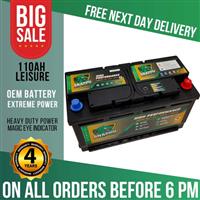 110ah Leisure Battery 12v High Power Deep Cycle 4yr Warranty Caravan Campervan