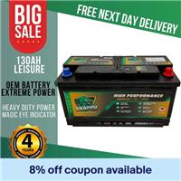 12v 130ah Leisure Battery High Power Deep Cycle 4yr Warranty Caravan Campervan