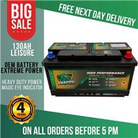 12V 130AH Leisure Battery High Power Deep Cycle 4yr Warranty Caravan Solar