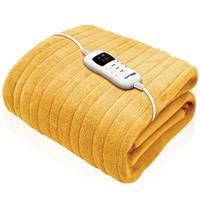 Electric Blanket Heated Throw Over Gold Ochre Yellow Fleece 160cm x 120cm