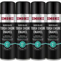 4x Simoniz Gloss Black Enamel Tough Car Spray Protection Paint Aerosol 500ml