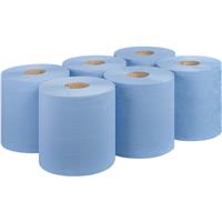 6 x Jumbo Workshop Hand Towels Rolls 2 Ply Centre Feed Wipes Embossed Tissues