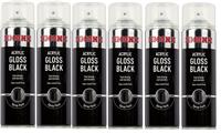 6x Simoniz Large Gloss Black Acrylic Aerosol Auto Car Spray Paint 500ml SIMP15D