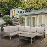 Dellonda Fusion 4 Piece Outdoor Garden Corner Sofa & Coffee Table Set Aluminium