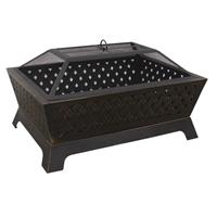 Dellonda 35 Rectangular Outdoor Fire Pit Antique Bronze Effect