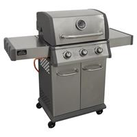 Dellonda 3 Burner Deluxe Gas BBQ Grill Piezo Ignition Stainless Steel Wheels