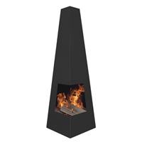 Dellonda Chiminea Wood Burner Heater for Outdoors W45cm x H150cm - Black Steel