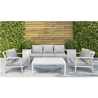 Dellonda Kyoto 4 Piece Aluminium Outdoor Garden Sofa Arm Chair Coffee Table Set