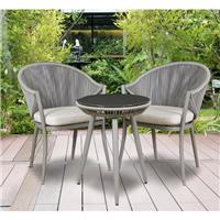 Dellonda Echo 3 Piece Aluminium Balcony Set with Tempered Glass Top - DG58