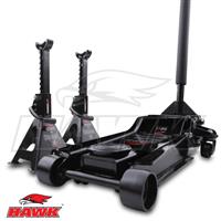 3 TON LOW PROFILE HYDRAULIC CAR JACK & 2 AXLE STANDS HEAVY DUTY SUV VAN LIFT