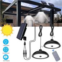 2pcs LED Solar Pendant Hanging Light Panel Powered Lamp Garden Yard Shed IP65
