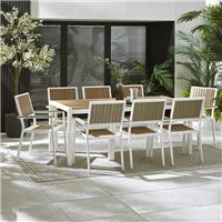 Dubai 8 Seat Dining Set White and Wood polywood