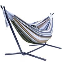 SORBUS 2-PERSON PREMIUM HAMMOCK WITH STEEL PREMIUM COTTON - DESERT-BROWN BLUE