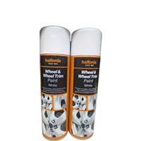 WHEEL & WHEEL TRIM SPRAY PAINT WHITE 500ML CANS HALFORDS x2
