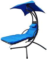 BALANCEFROM HANGING CURVED CHAISE LOUNGE SWING CHAIR CUSHION PILLOW - BLUE