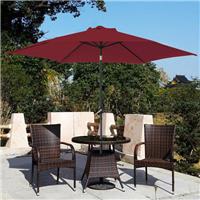 2.5M Round Garden Parasol Patio Outdoor Sun Shade Umbrella Crank Tilt Wine Red