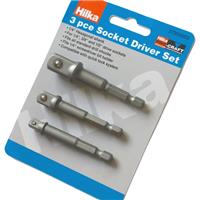 Hilka 6mm 1/4" Impact Driver to Square Socket Adaptor Drive 1/4 3/8 1/2 Sockets