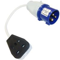 Fly lead 16A Plug to 13A Socket 240V Converter Generator Adaptor Lead Caravan