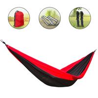 Outdoor Travel Camping Hammock Garden Portable Nylon Hang Sleeping Bed Red+Grey