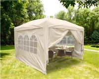 3x3m Pop Up Gazebo Marquee Outdoor Garden Party Tent Canopy 4 Side Panels Beige