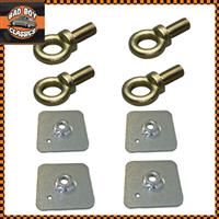 Seat Belt Harness Eye Bolts + Backing Mounting Plates 7/16 Thread UNF x4