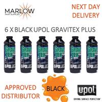 6 x U-POL Gravitex Plus HS Stone Chip Protector 1L Black Coating Pack