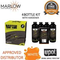 UPOL RAPTOR 4 Bottle Kit White Bed Liner Tough Coating - Next Day Delivery