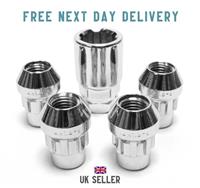 4x M12 x 1.5 Locking Wheel Nuts Tapered Seat (Silver) Key FORD FIESTA 1971-2023+