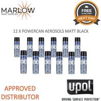 12 Pack UPOL 500ml Matt Black Aerosol Spray Paint - High Build Finish