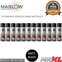 12 X PROMATIC MATT BLACK AEROSOL MB500 500ML - TOPCOAT TRADE SPRAY